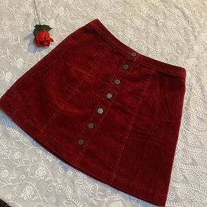 A-LINE CORDUROY MINI SKIRT - RIBBON RED